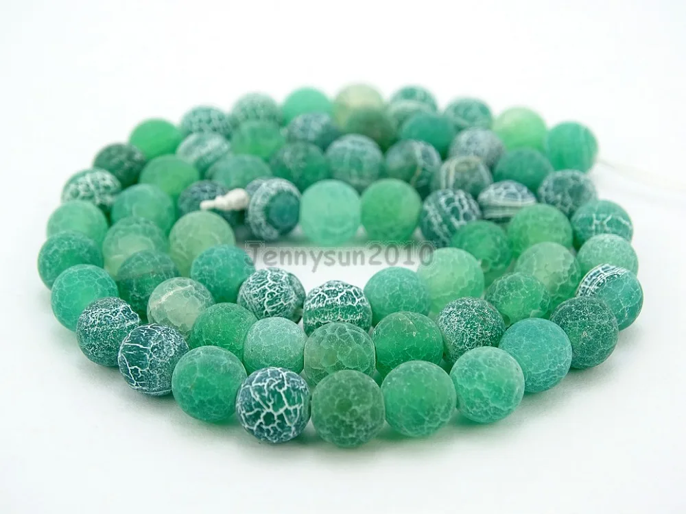 Зеленый Матовый Треск Огня Агатовые 4 мм Камней Круглый Шар Свободные Spacer Бисер 15