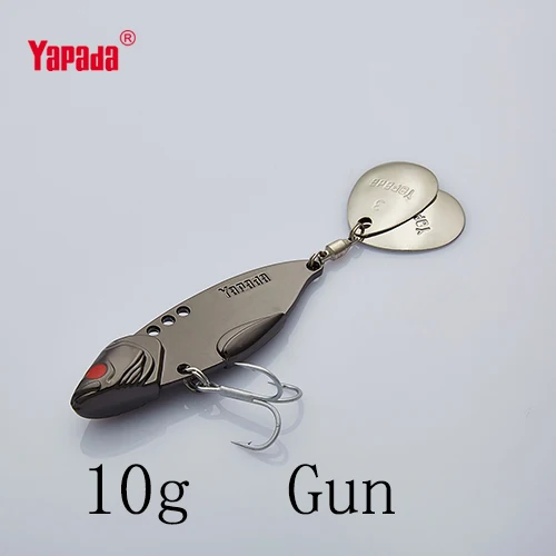 YAPADA VIB 304 стальной батальон 10g/15g/20g/25g тройной крючок+ вращающиеся блестки 50 мм/57 мм/62 мм/65 мм Металлические разноцветные рыболовные приманки - Цвет: Gun 10g