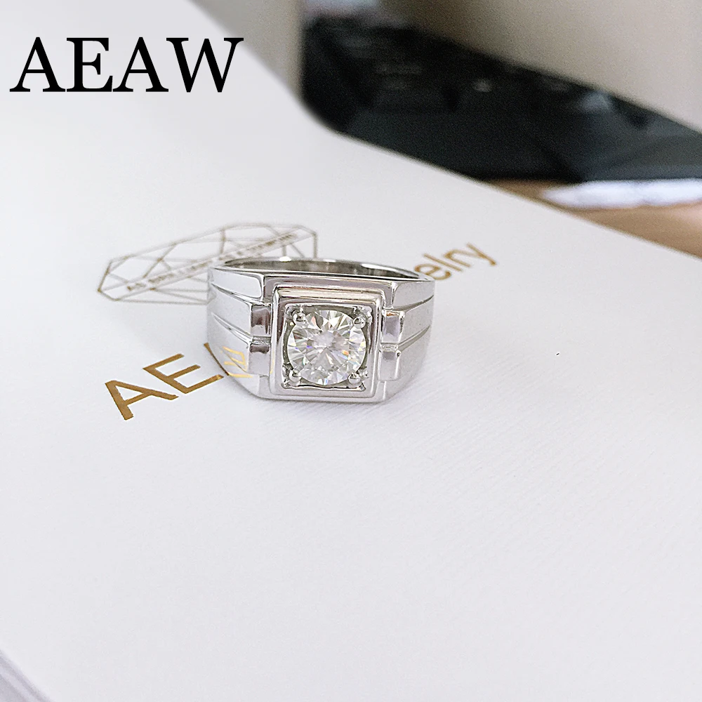 Мужское обручальное кольцо из муассанита DF с платиновым покрытием 1 карат 6 5 мм |