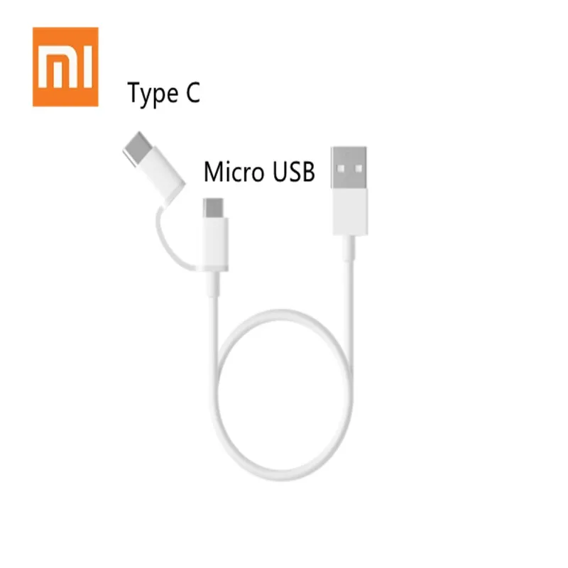 30 см оригинальный 2 в 1 Xiaomi кабель Micro USB Type C короткий Быстрый зарядный для mi powerbank 8