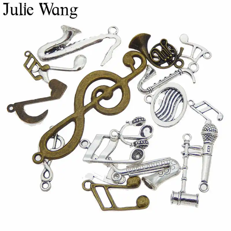 Julie Wang 10 шт. случайно смешанный музыкальный инструмент подвески из сплава