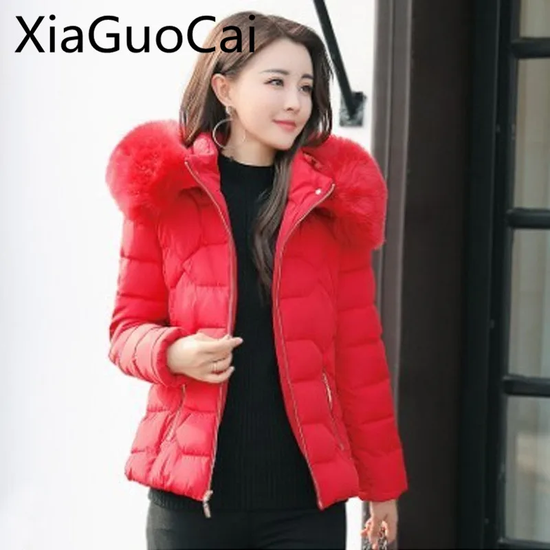 Женские зимние длинные парки Корейская версия Короткие хлопковые пальто с