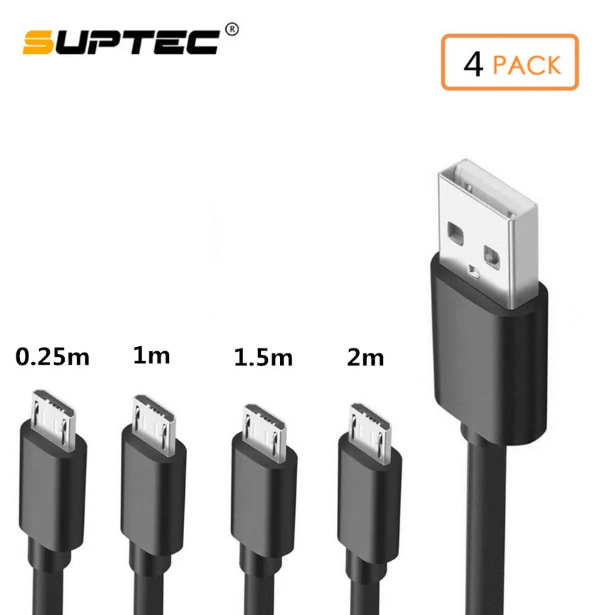 Кабель Micro USB SUPTEC 4 упаковки шнур для быстрой зарядки и синхронизации данных Samsung