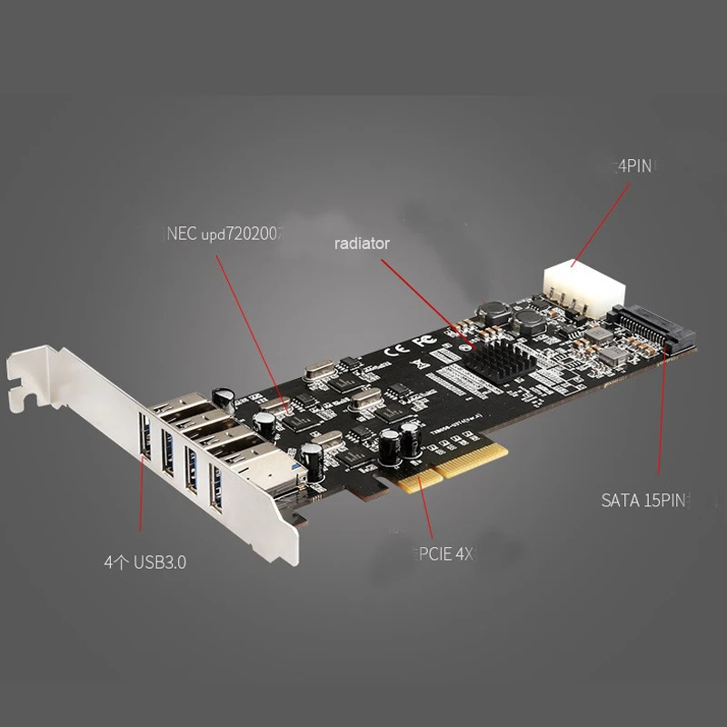 DIEWU 20G PCI Express 4 канала полная скорость USB3.0 карта расширения добавить на карту с NEC для кабельный адаптор TXB058