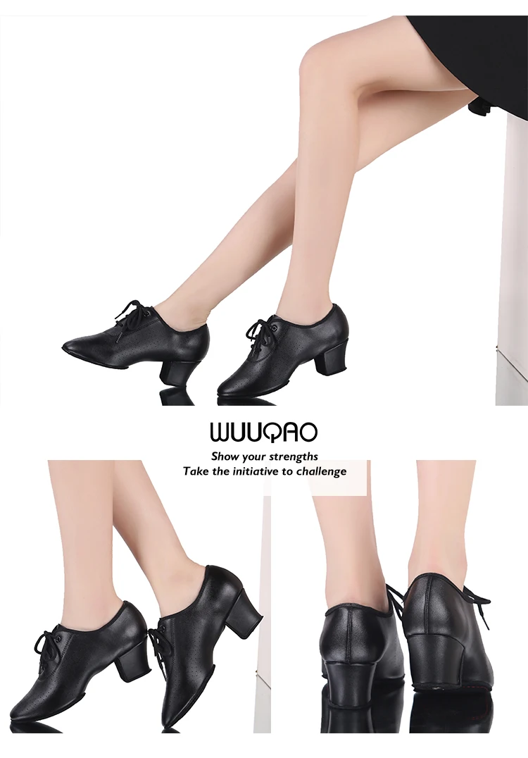 Women's Leather Latin Dance Shoes Ballroom Dancing Shoes Soft Sole Sailor Dance Shoes Adult Practice Dance Shoes Of Cloth