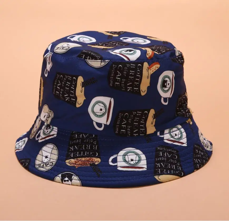 navy blue Двусторонняя кофейная шляпа-ведро, шляпа унисекс, модная Рыбацкая шляпа от солнца, шапки Bob для женщин и мужчин, Панама, летняя шляпа - Цвет: navy blue