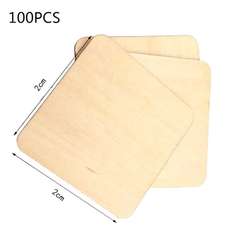 20mm 100pcs Натуральная древесная стружка пустой налет Строительная модель DIY ремесло пирография проекты игры Скрапбукинг необработанные деревянные части липа - Цвет: 20mm 100pcs