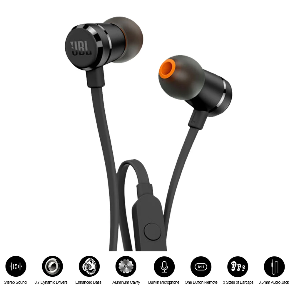 JBL T290 проводные наушники стерео музыка Спорт бас гарнитура 1 Кнопкой дистанционного управления в ручном режиме вызова в режиме свободных наушники с микрофоном для iPhone, Android