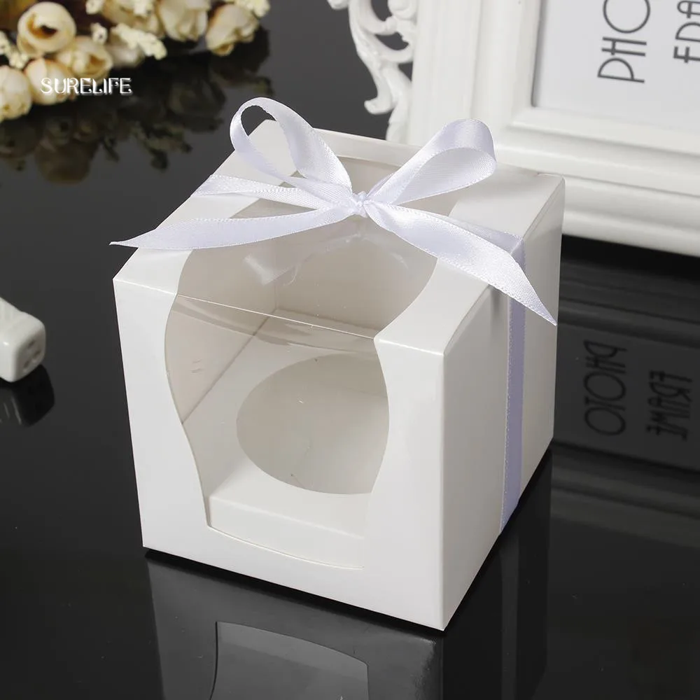 

48pcs Cupcake Box With Window Biscuit Cookie Cake Gift Clear Kraft Paper Box For Birthday Shower Wedding Party DIY