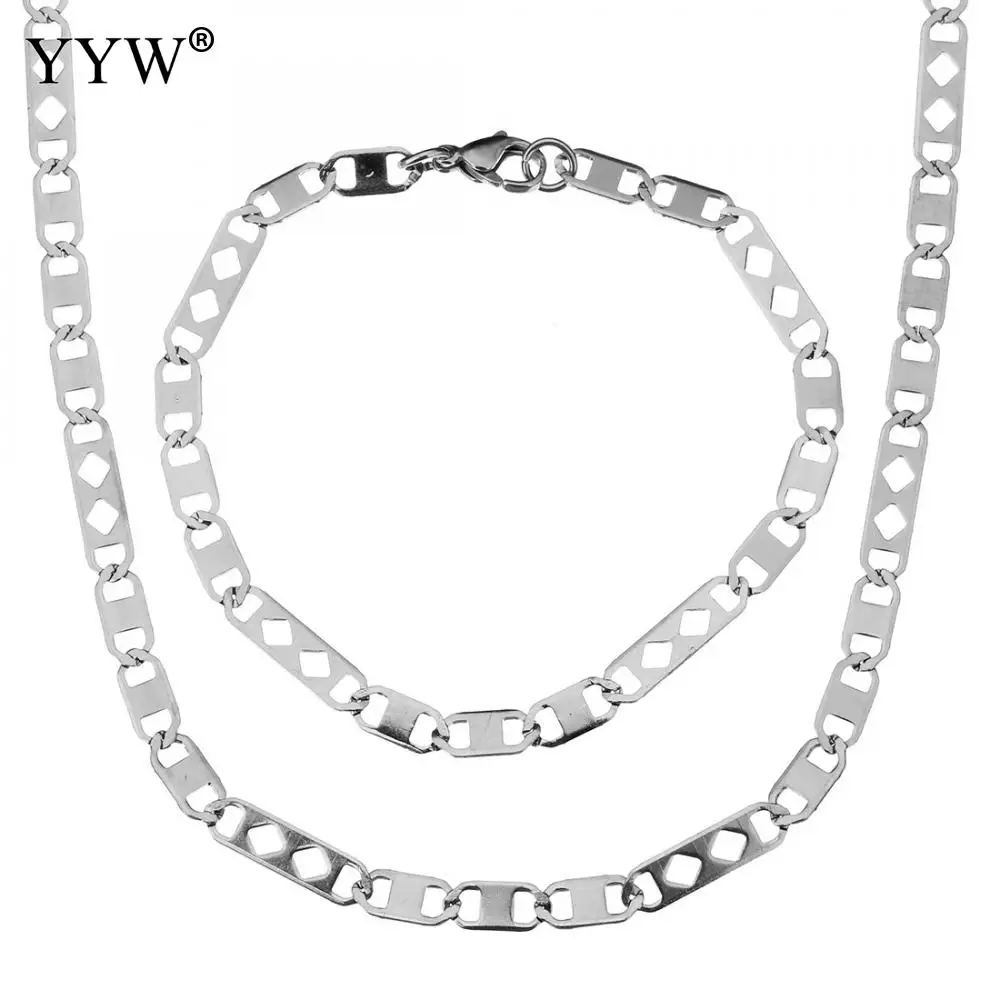 Элегантное ожерелье из нержавеющей стали 316L Mariner Chain& Bracelet для мужчин и женщин наборы из нержавеющей стали модные ювелирные изделия подарок - Окраска металла: original color