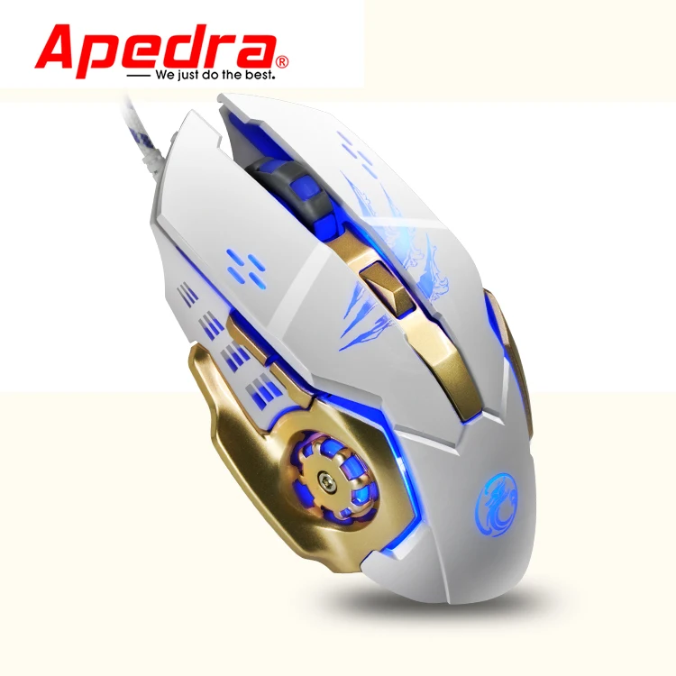 Все новые Apedra A8 3200 точек/дюйм эргономичная Проводная игровая мышь USB LED четыре