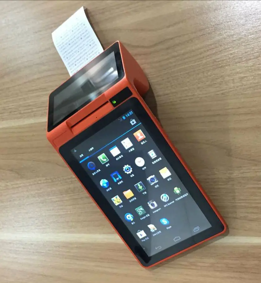 7 дюймов мобильных устройств Android pos терминал с термопринтер штрих ручной Smart