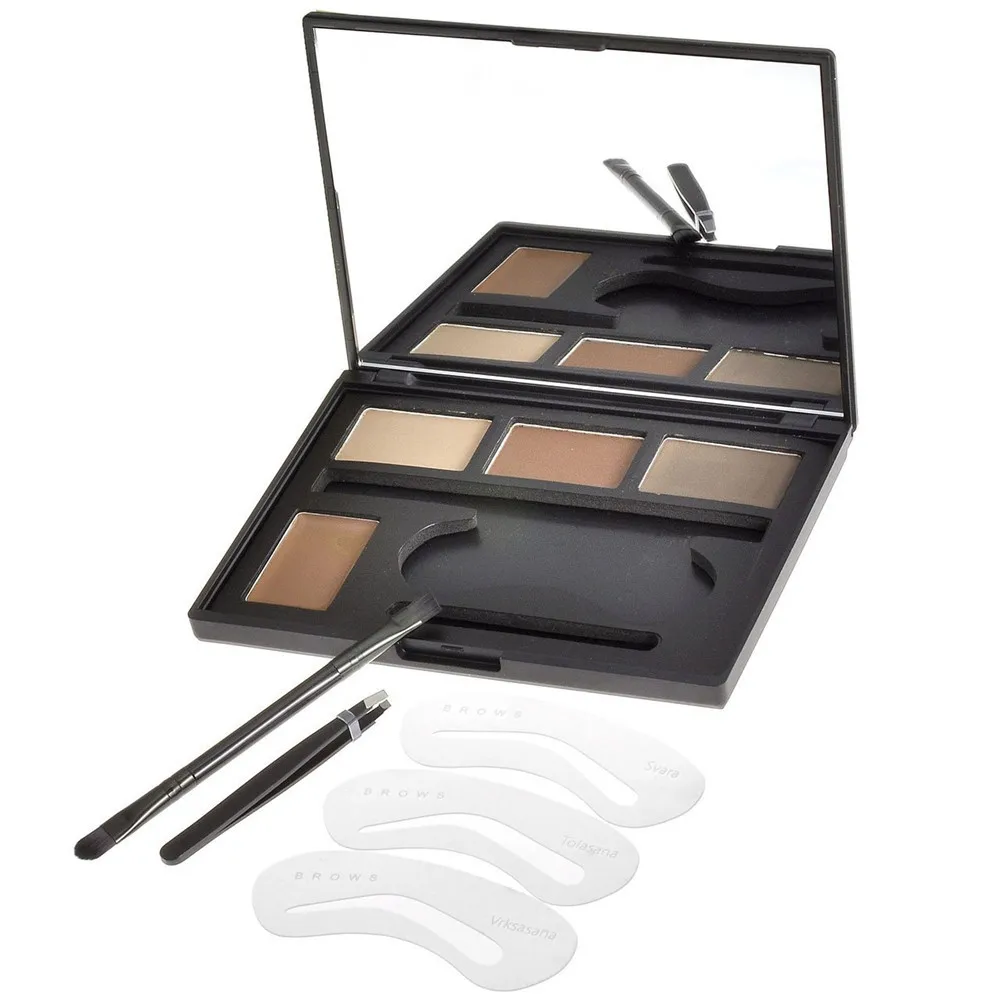 4 цвета пудра для бровей кремовая палитра формовочный трафарет шаблон угловая