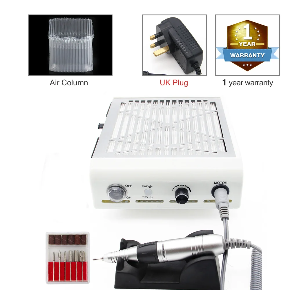 UK PLUG LKE 2 in 1 Manicure vacuum cleaner Nail Drill Dust Collector Polishing Pen Nails Art Equipment Manicure Pedicure Machine - Цвет: UK PLUG