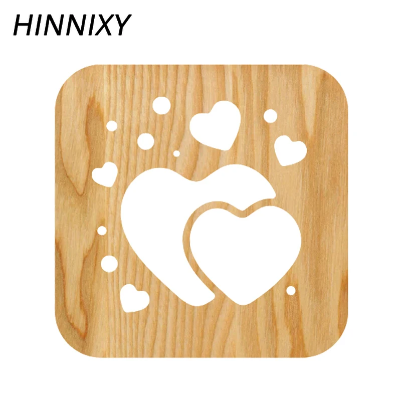 Hinnixy Любовь Сердце полый ночник 3D квадратный деревянный мягкий свет прикроватный
