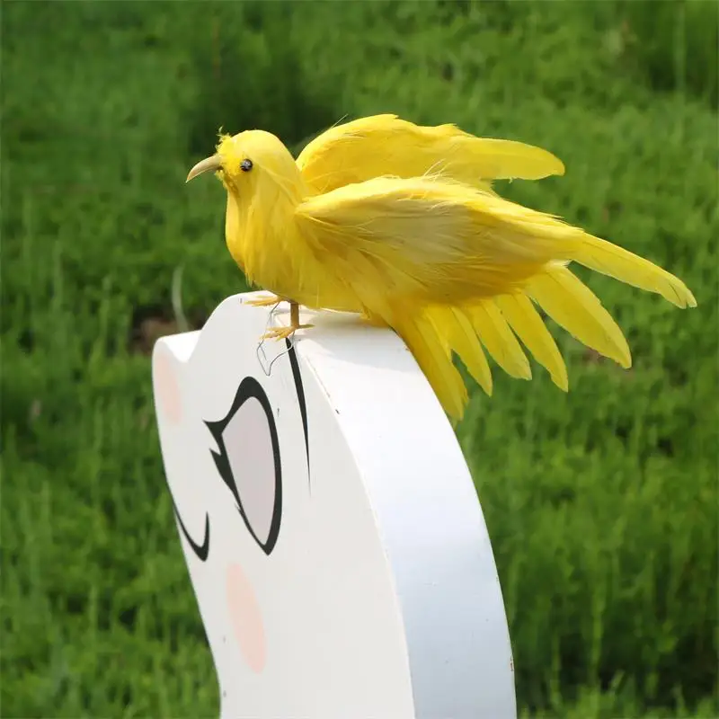 Yellow feathers flying birds simulation home decoration props wedding party | Дом и сад