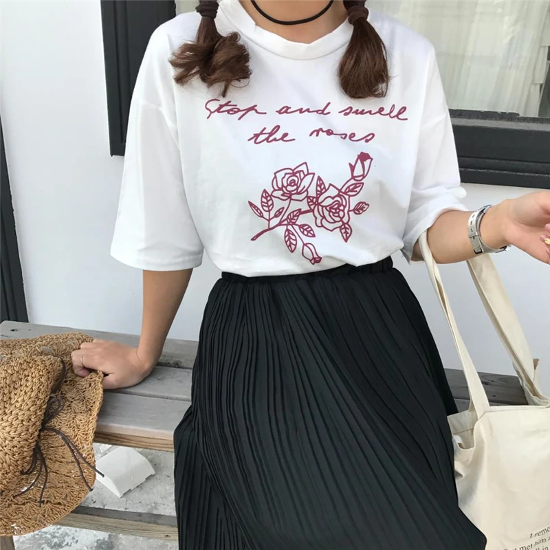 2018 летние розовые печати женщина футболка модные Футболки для Для женщин с