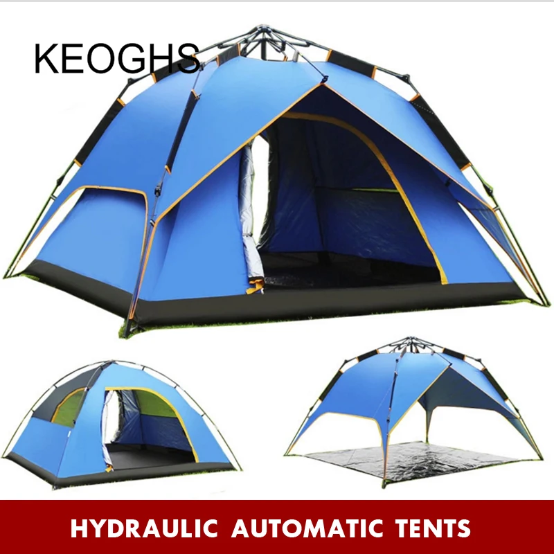 Günstig 3-4 Person Winddicht Camping Zelt Wasserdicht Oxford Tuch Dual Schichten Outdoor Sport Strand Reise Wandern Zelte Pop Up Große Raum