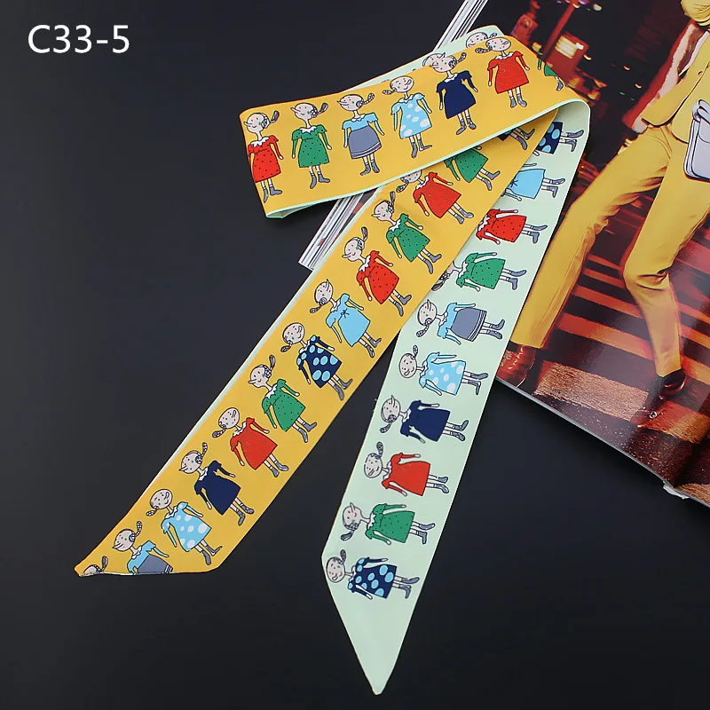 

Cartoon Characters Fashion Style New Arrival Lady Silk Feeling Riband Bags Scarf Small Ribbon Hair Band Bandeaus Choker BD64