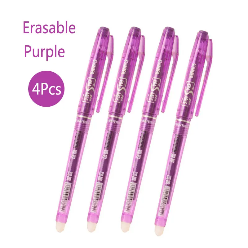 4pcs purple 4 шт./компл. стираемая ручка 0,5 мм стержень со стираемыми чернилами 8 Цвета чернила для гелевой ручки для Офис школа студент написание - Цвет: 4pcs purple