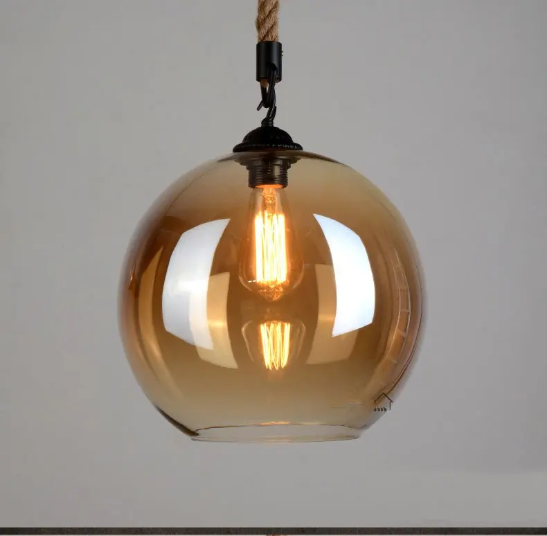 

Pending light Ball Corde Luminaria Pendant Light Glass With Rope Lighting Retro Lights Fixtures Loft