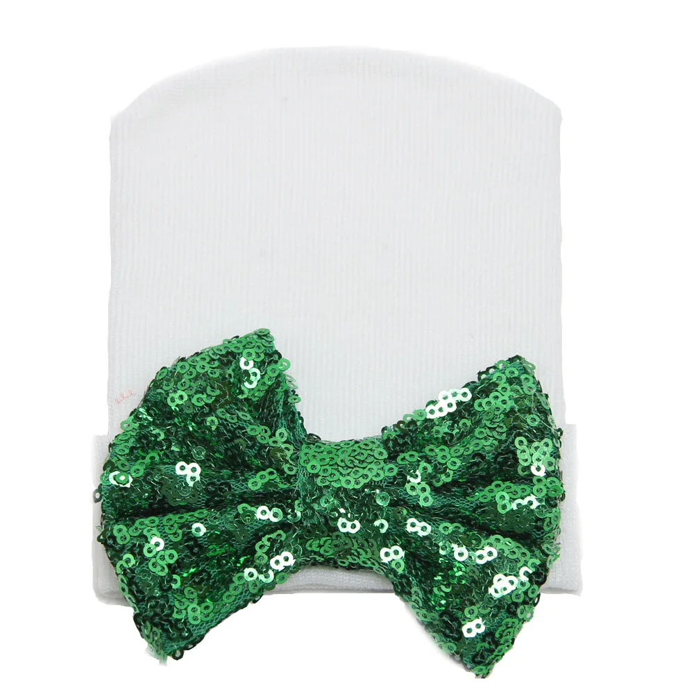 2017 Горячая Распродажа детские мягкие хлопковые шапки с блестками и бантом для