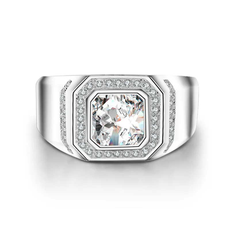 Vecalon модное ювелирное изделие обручальное кольцо для мужчин 2ct 5A циркон cz серебро