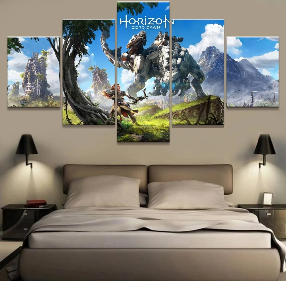 5 шт. холст Картины Horizon Zero Dawn игра печати плакатов фотографии домашний декор