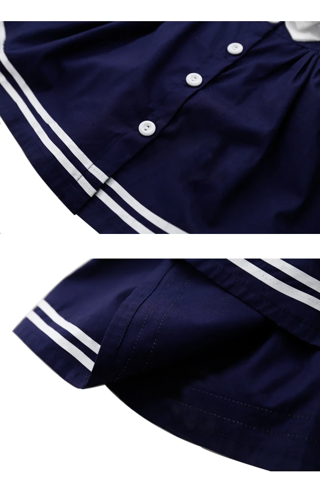 Girls Dresses Little Shirt Dress Navy Style Sailor Collar Bow Tie Puff Sleeves | Детская одежда и обувь