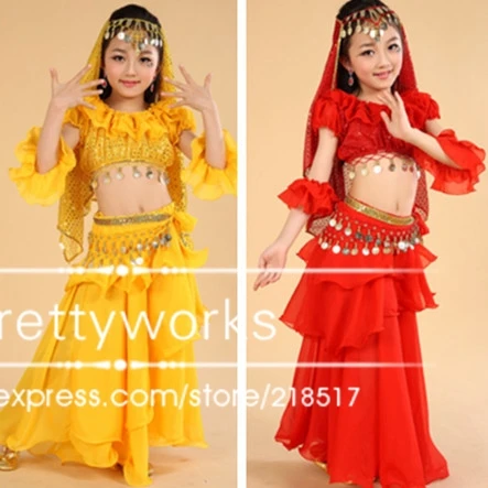 Бесплатная доставка новый бренд для девочек танца живота зеленый желтый красный