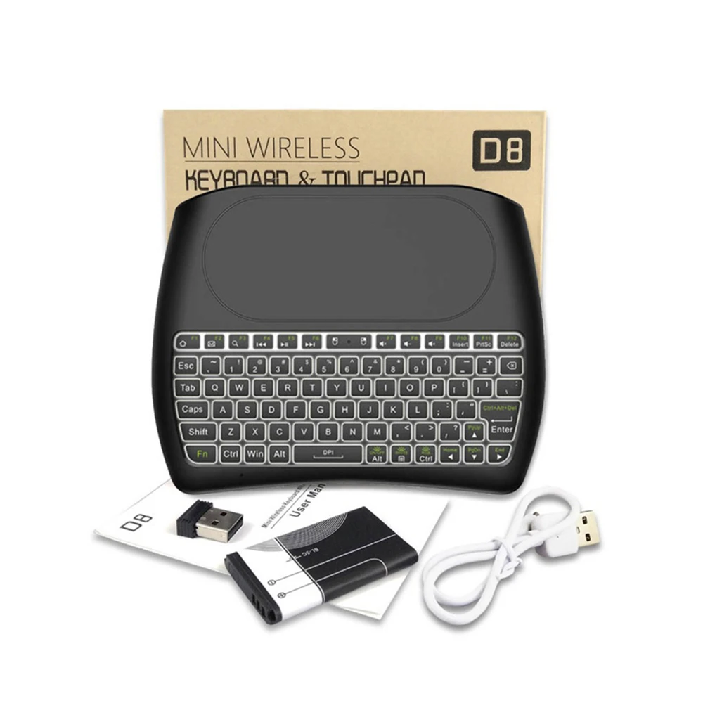 игровая клавиатура D8 Pro Plus i8 английская 2 4 ГГц Беспроводная мини с подсветкой Air