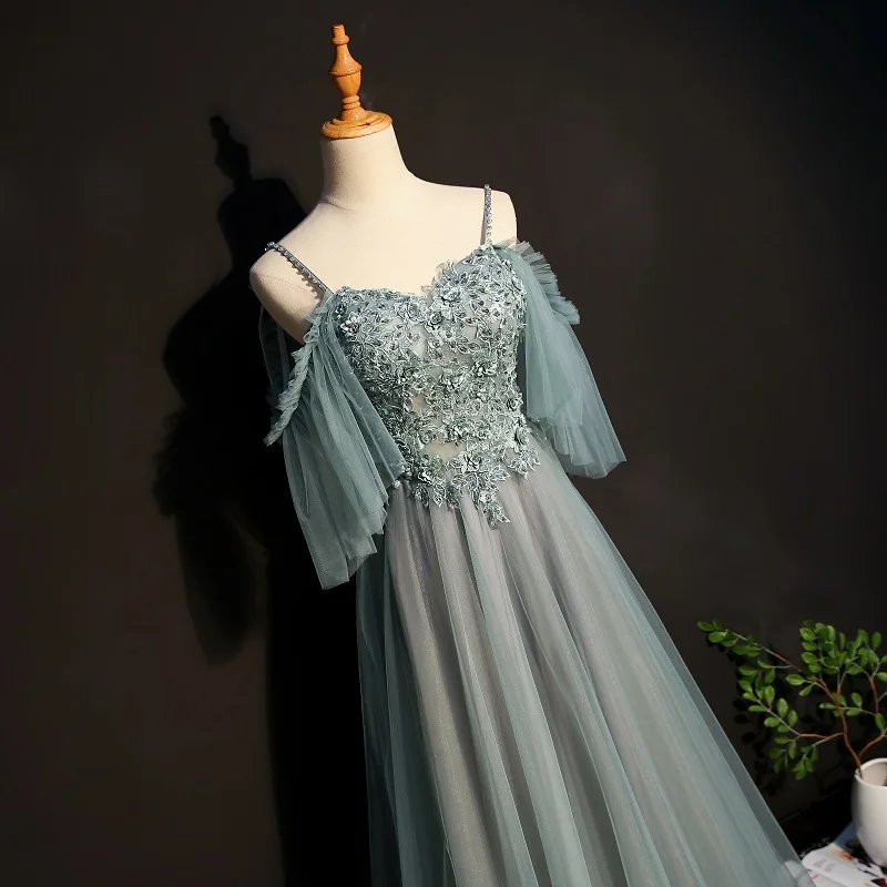 Вечерние платья Длинные 2020 тонкие лямки Тюлевое вечерние Vestido De Festa Longo Vestidos Fiesta