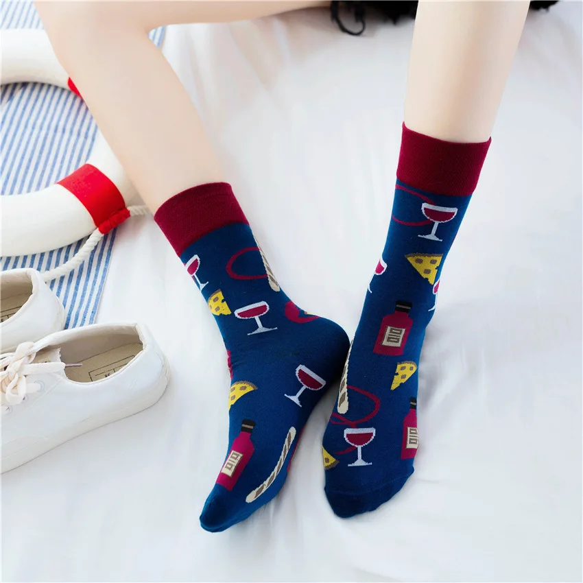 New Unisex Men Women Art Painting Fruit Socks Cotton Fashion Socks Winter Warm Crew Socks Harajuku Funny Socks Cute High Hosiery