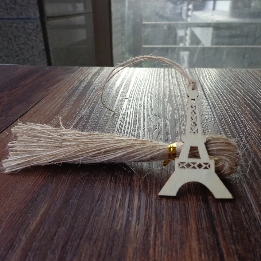 

50pcs Nature Color Wood Gift Tags Tower Wooden Wedding Favor Tags, Price Label Party Hang Tags Hemp String Included