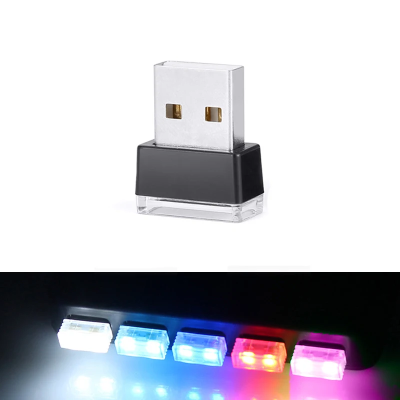Автомобильный USB светодиодный светильник, декоративная лампа, аварийное освещение, универсальный портативный ПК, подключи и играй, красный/синий/белый