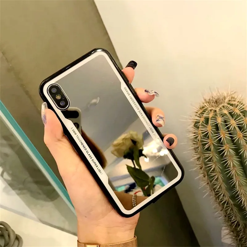 Ayeena зеркальный чехол для телефона из закаленного стекла макияжа iPhone Xs Max XR Kilifi X 7