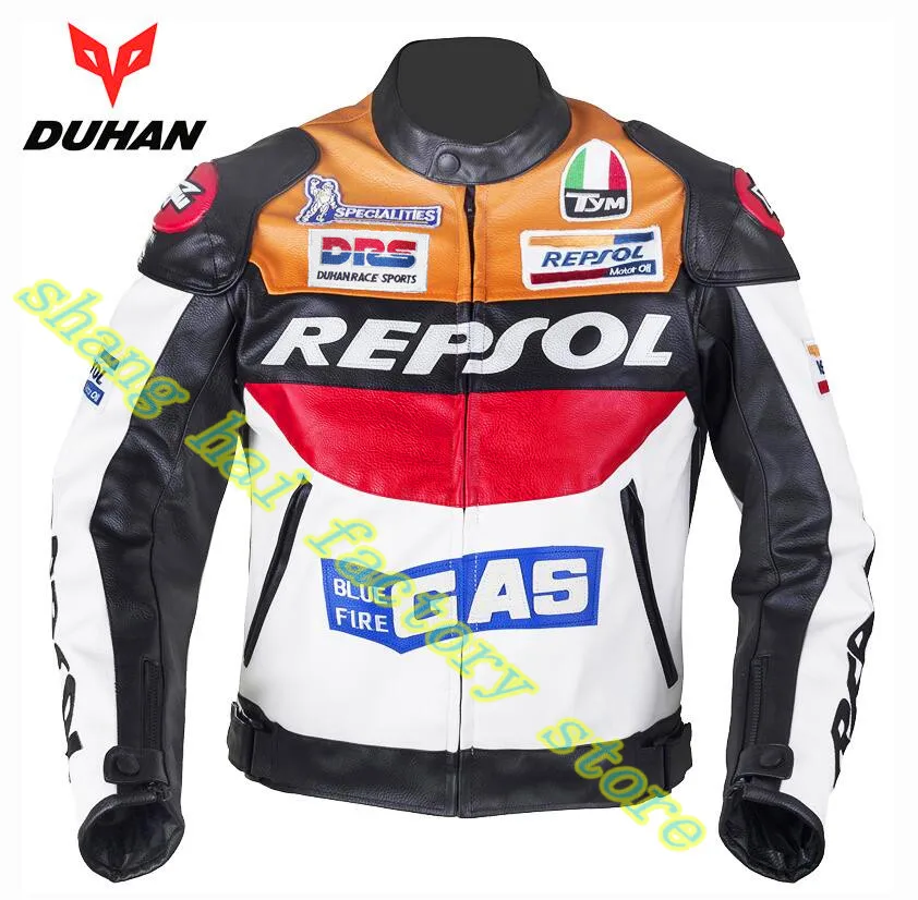 orange jacket Duhan компания делает moto GP REPSOL гоночный кожаный мото rcycle куртка VS02 водонепроницаемый высокое качество синий оранжевый - Цвет: orange jacket