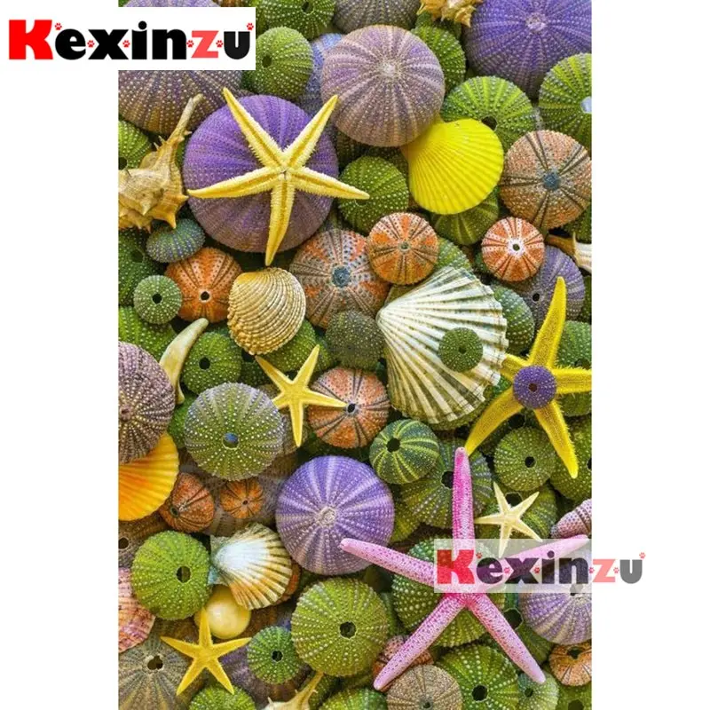 

Kexinzu полная 5D DIY квадратная круглая алмазная живопись «Звезда ракушка» новая 3D вышивка крестиком Стразы мозаика домашний декор K0033