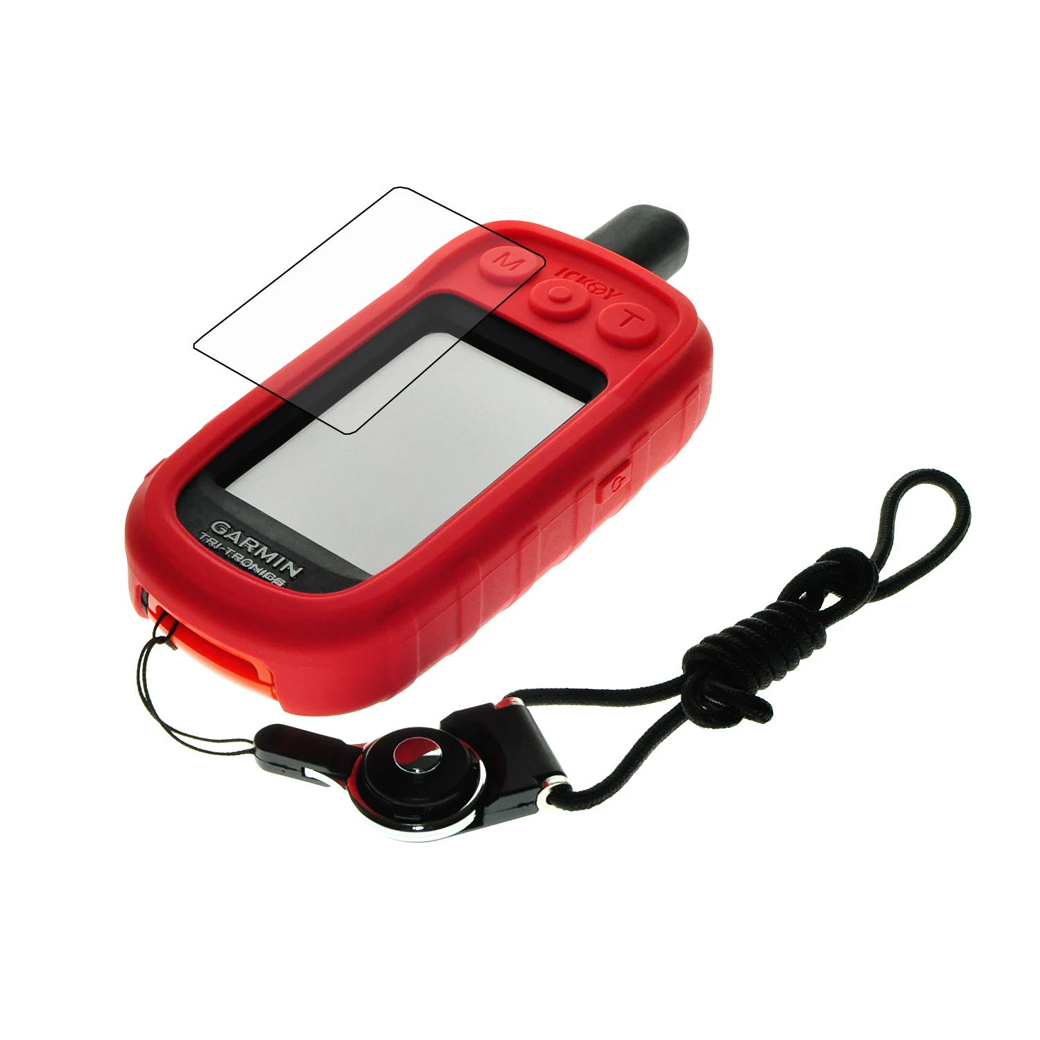 Protect Silicone Case + Black Detachable Ring Neck Strap+Screen Protector for Handheld GPS Garmin Alpha 100 Alpha100