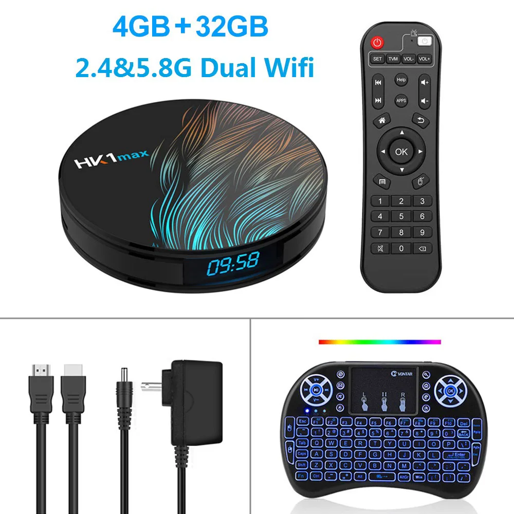 4G32G add backlit i8 HK1 Max Android tv Box Android 9,0 RK3318 Smart tv Box 4 Гб ОЗУ 64 Гб/128 ГБ Youtube 4K H.265 BT4.0 Play store Netflix медиаплеер - Цвет: 4G32G add backlit i8