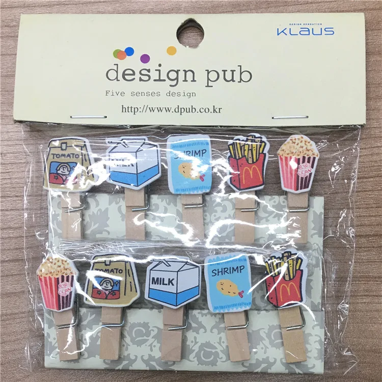 

10pcs/lot French fries Milk Wooden Clip Photo paper Clothespin Craft Clips Party Decoration Clip with Hemp Rope