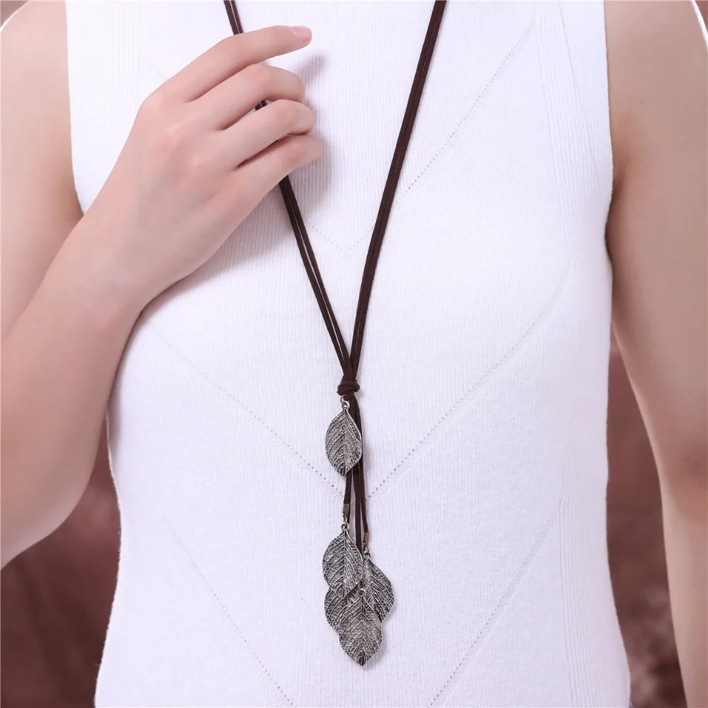 Длинные Цепочки и ожерелья Для женщин jewelry Винтаж нескольких leavies кулоны мода