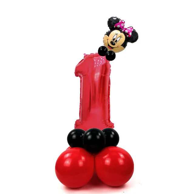 Minnie 1 20 шт./компл. Микки и Минни Маус головки 3" Красный номер Фольга воздушные шары 1st День рождения украшения детский игрушечный детский душ латексная черная Globos - Цвет: Minnie 1