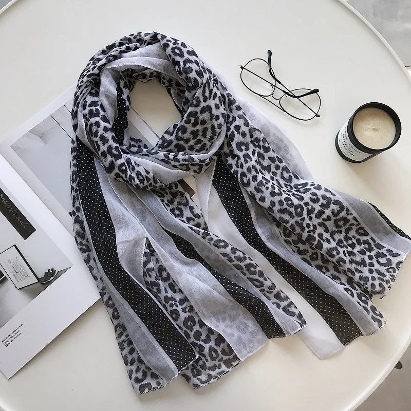 Женский новый модный Леопардовый полосатый вискозный шарф хиджаб Весенняя шаль