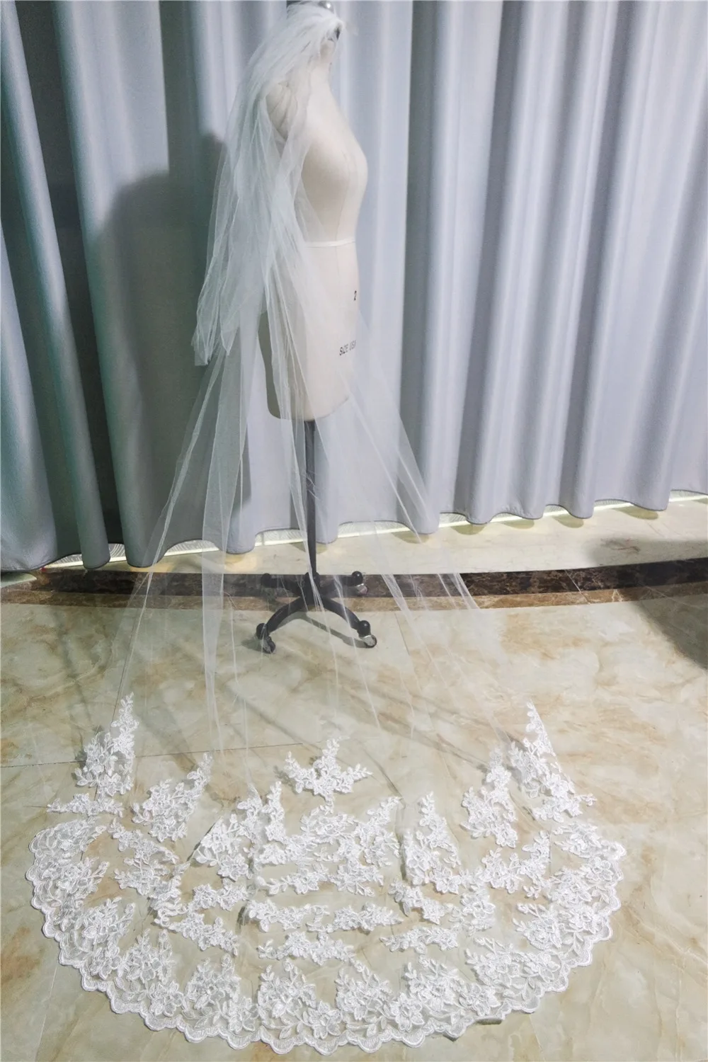 Рутшен Соборная Фата для невесты Румяна свадебная фата 2 яруса кружевная Длинная