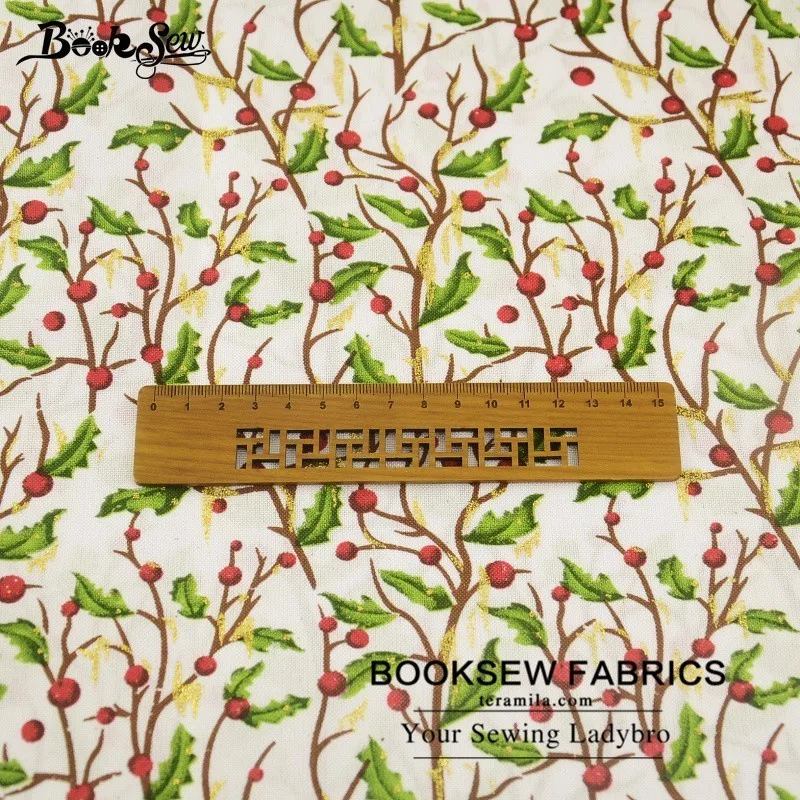 Booksew Лен Ткань Новогодние товары Стиль цветочный Дизайн Вышивание метр ткани для