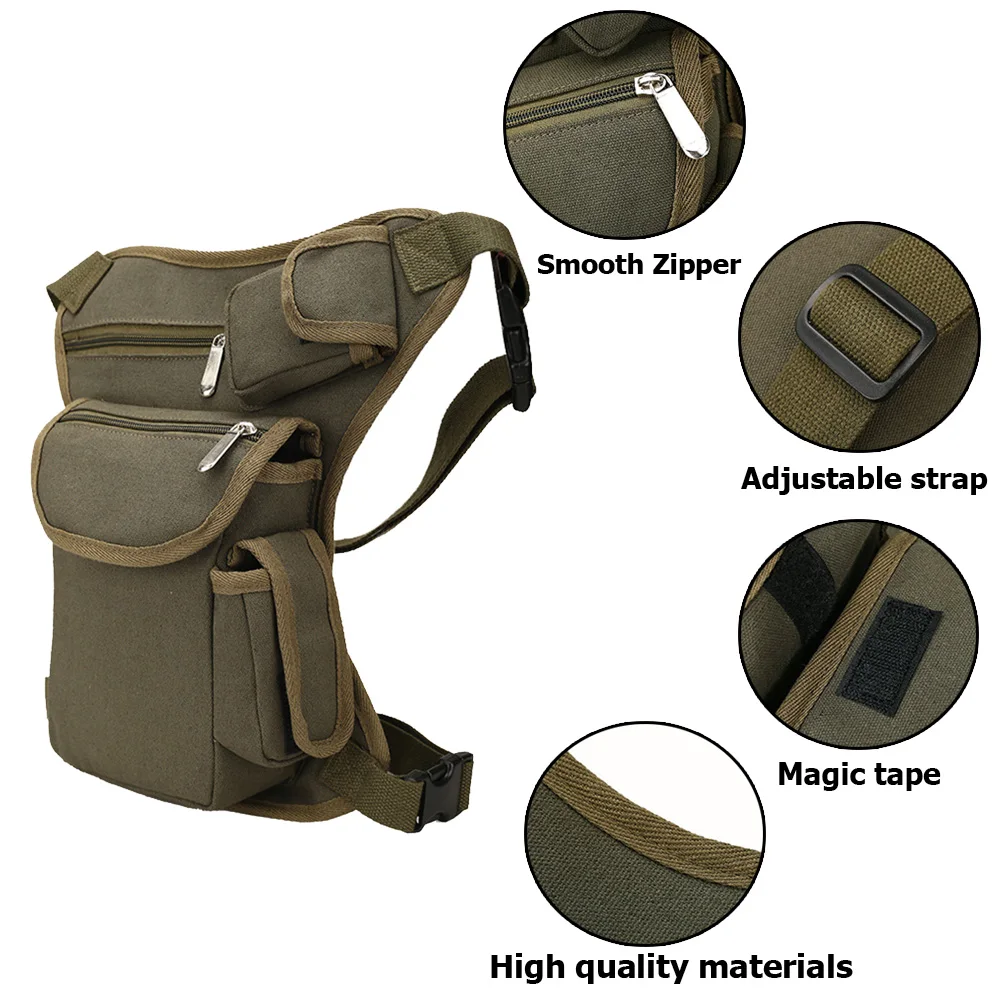 Портативная Мужская поясная сумка тактическая холщовая бедренная нога прямая