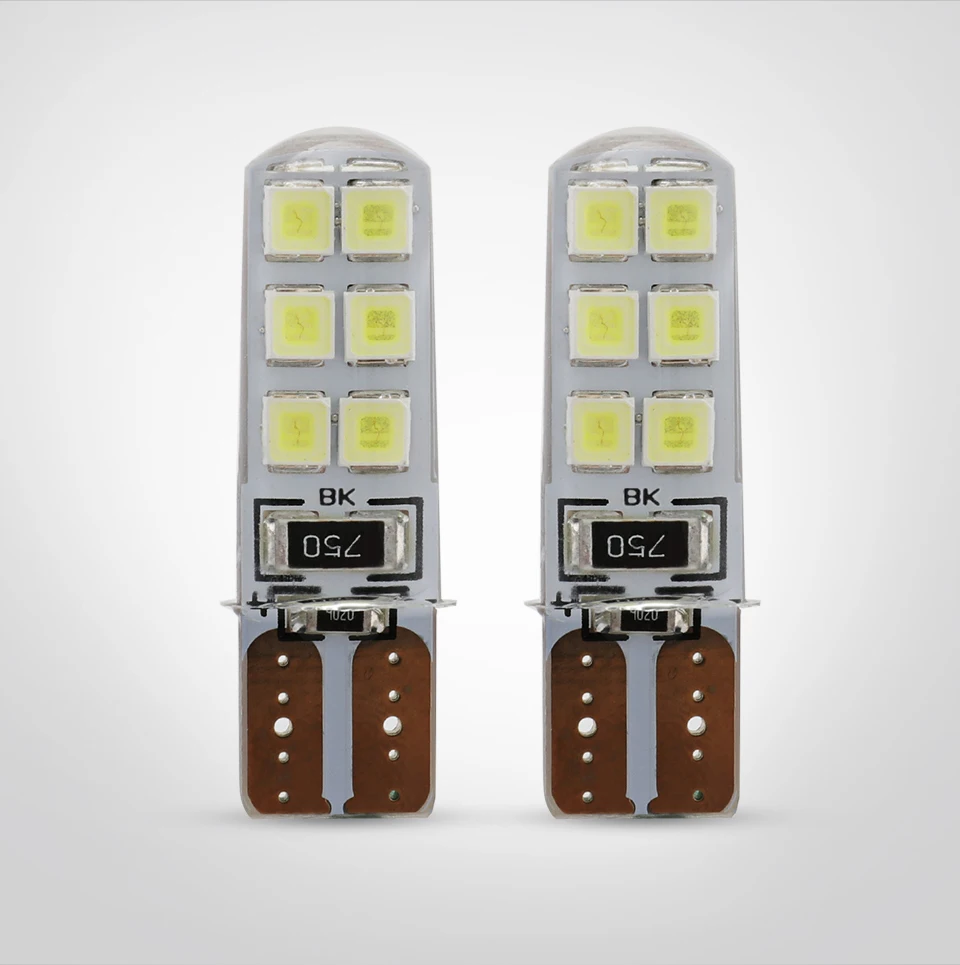 Partol 10 шт. T10 W5W светодиодный светильник для салона автомобиля 12 SMD 2835 габаритная Лампа 12В 194 168 боковой Клин парковочная лампа Canbus Авто Стайлинг