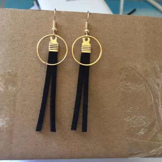 Ea475 Модные Простые геометрические круглые серьги бархатные кожаные веревочные с