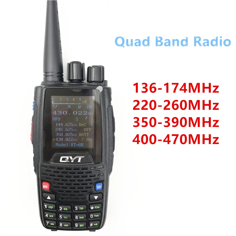 QYT KT 8R Quad Band handheld radio 136 174MHz 220 260MHz 400 480MHz 350 390MHz 5W цветной дисплей двухстороннее радио